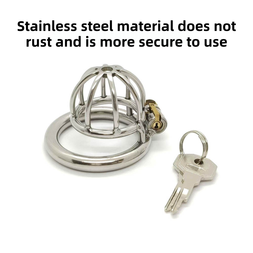 Stainless Steel Male Chastity Cage with 40mm Flat Ring view 2