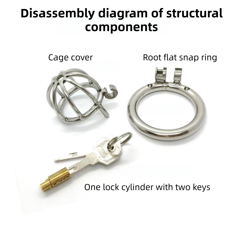 Stainless Steel Male Chastity Cage with 40mm Flat Ring view 3