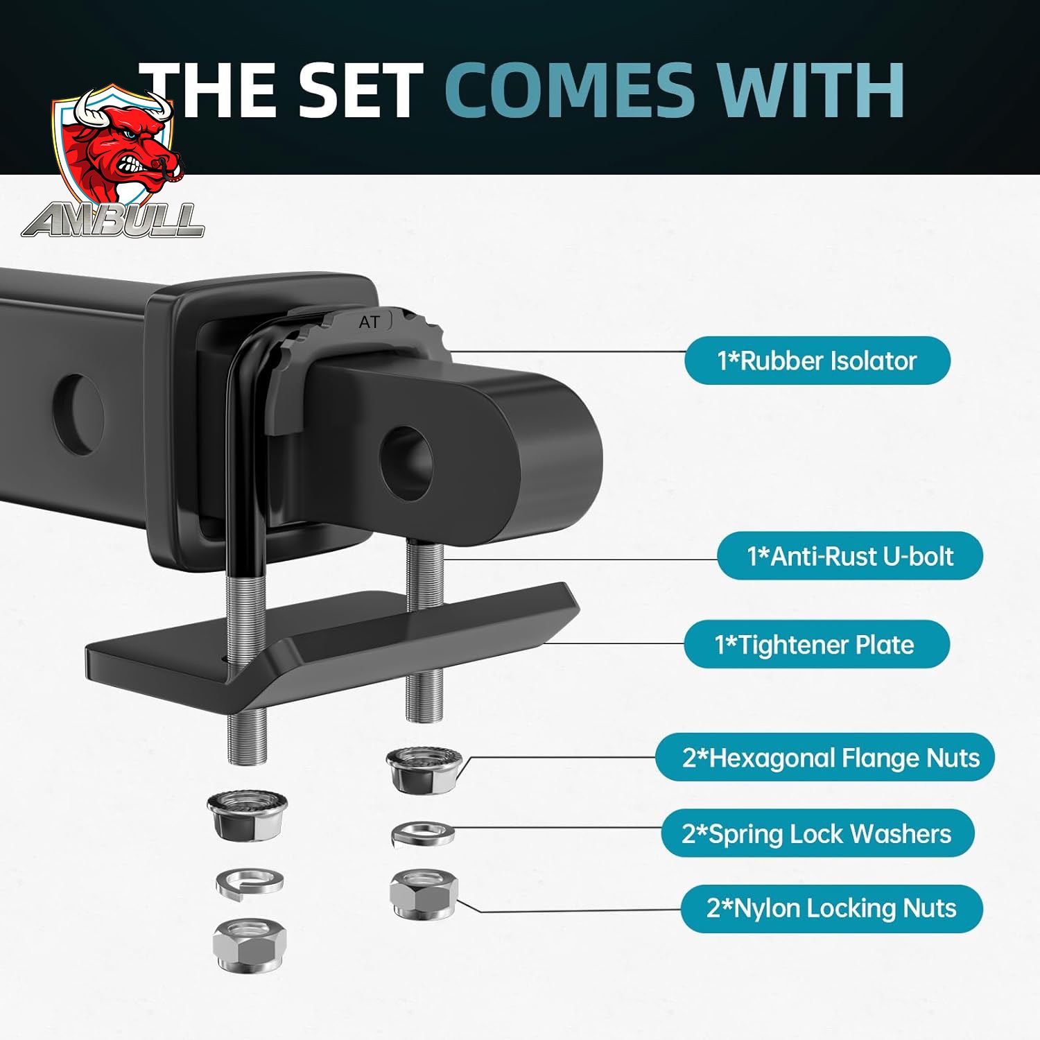 Red Hitch Tightener Anti-Rattle Stabiliser for 2 Inch Trailer Hitch - One view 4