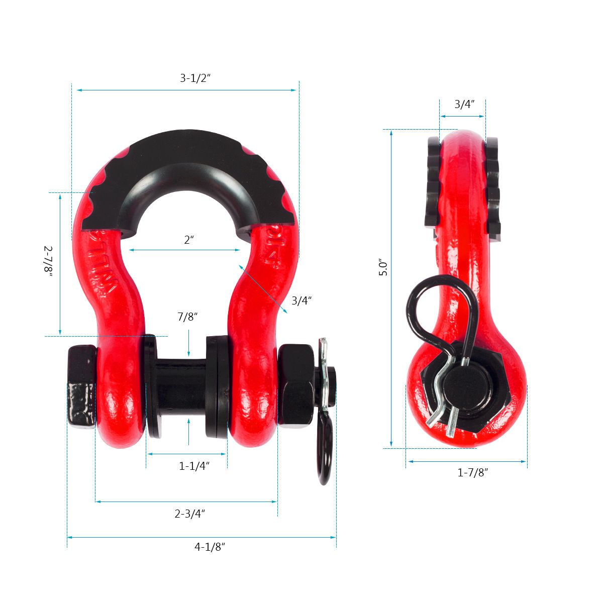 Gift Box Set of Purple 3/4" D-Ring Tow Shackle (2 Pack) - Carbon Steel Bow view 2