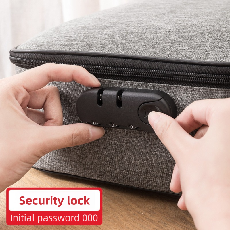 Black 3-Layer Large Capacity Document Organiser Bag with 3-Digit Combination Lock view 5