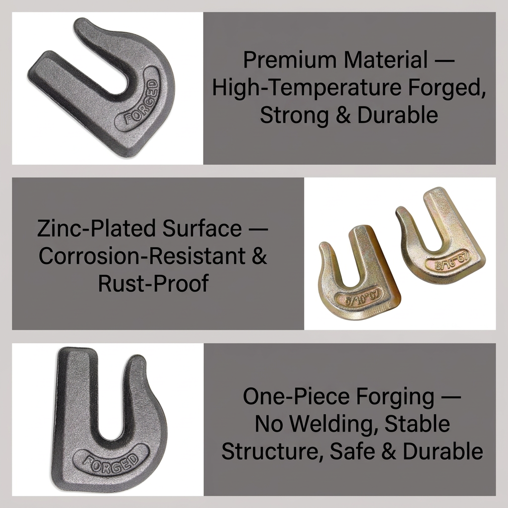 3/8" U-Shaped Forged Weld-On Grab Hook - Heavy Duty Alloy Steel Chain Tow Hook view 2