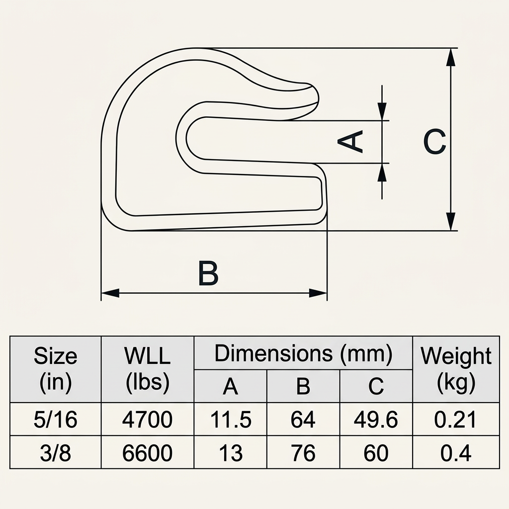 3/8" U-Shaped Forged Weld-On Grab Hook - Heavy Duty Alloy Steel Chain Tow Hook view 3