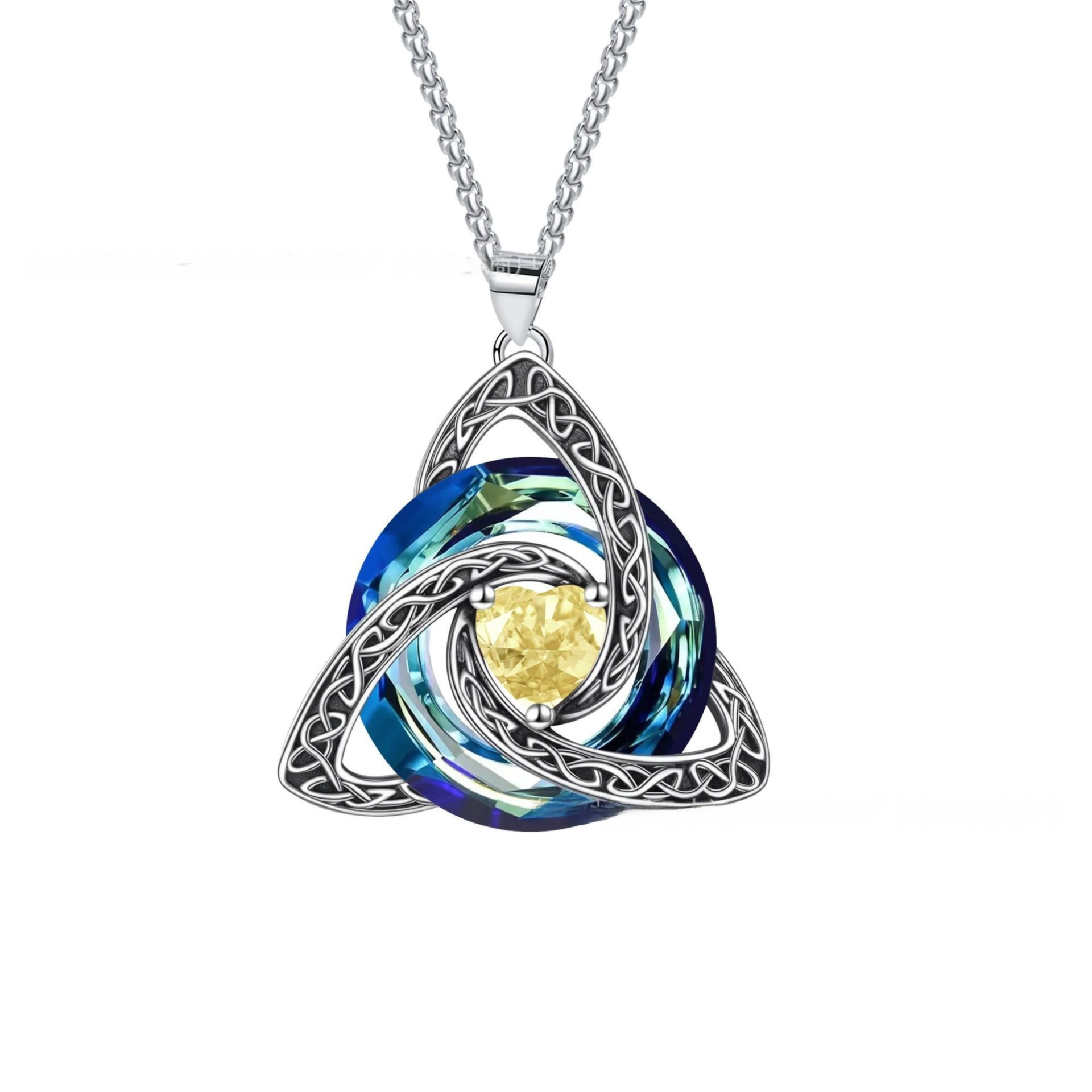 Nov Celtic Knot Heart Shaped Birthstone Necklace for Women - 12 Birth Month