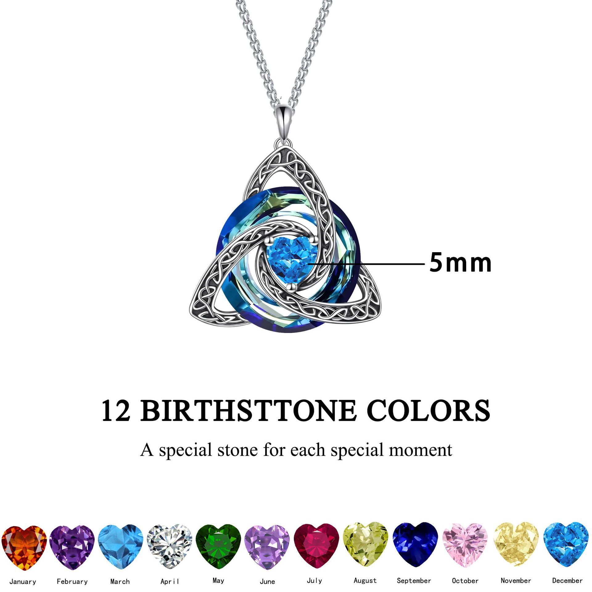 Nov Celtic Knot Heart Shaped Birthstone Necklace for Women - 12 Birth Month view 2