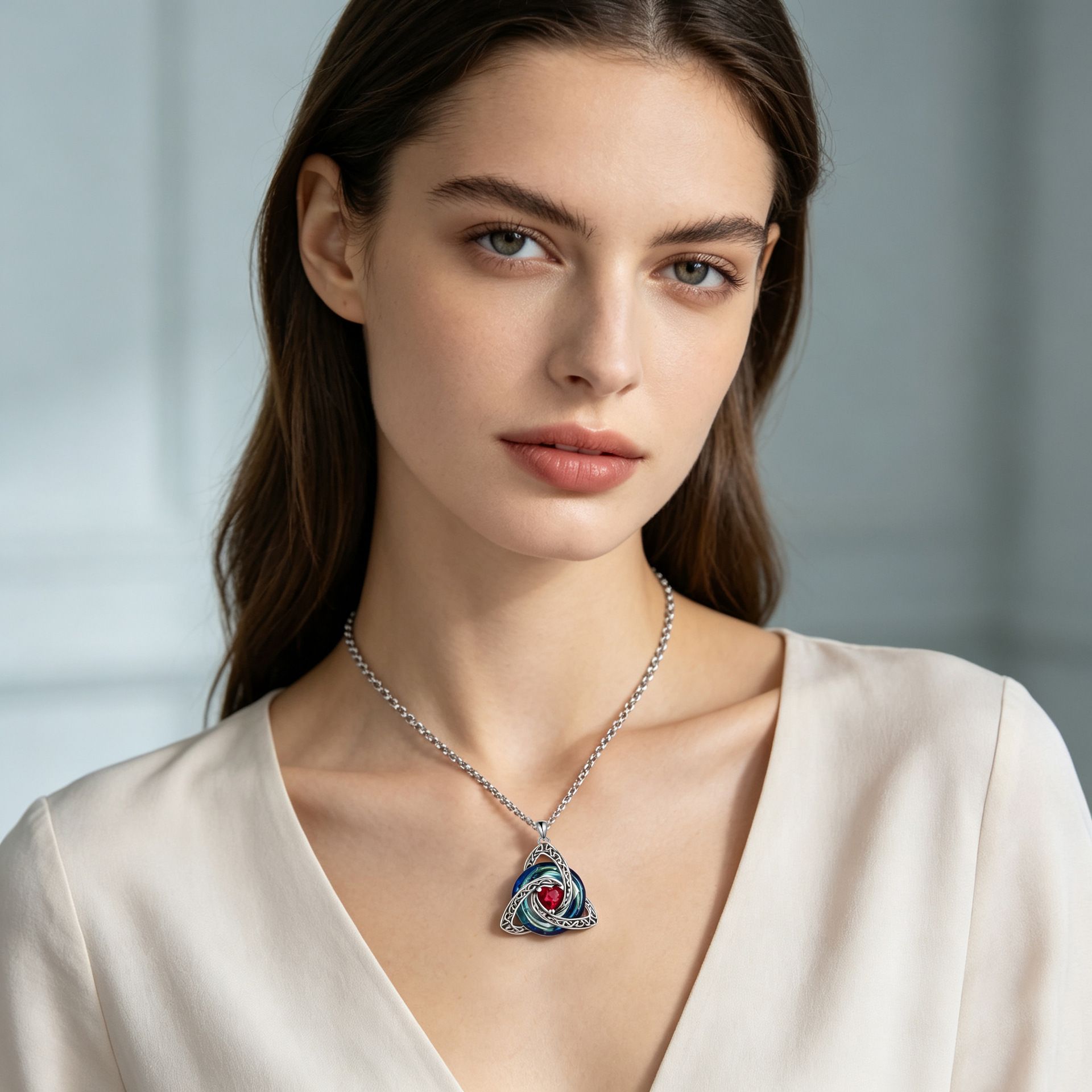 Nov Celtic Knot Heart Shaped Birthstone Necklace for Women - 12 Birth Month view 6