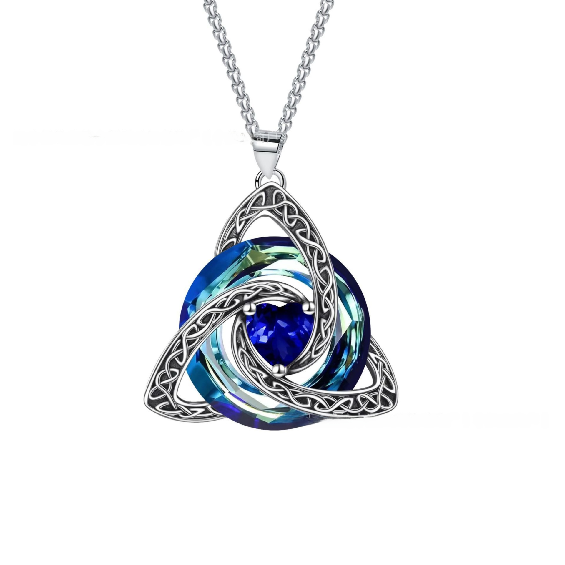 Sep Celtic Knot Heart Shaped Birthstone Necklace for Women - 12 Birth Month