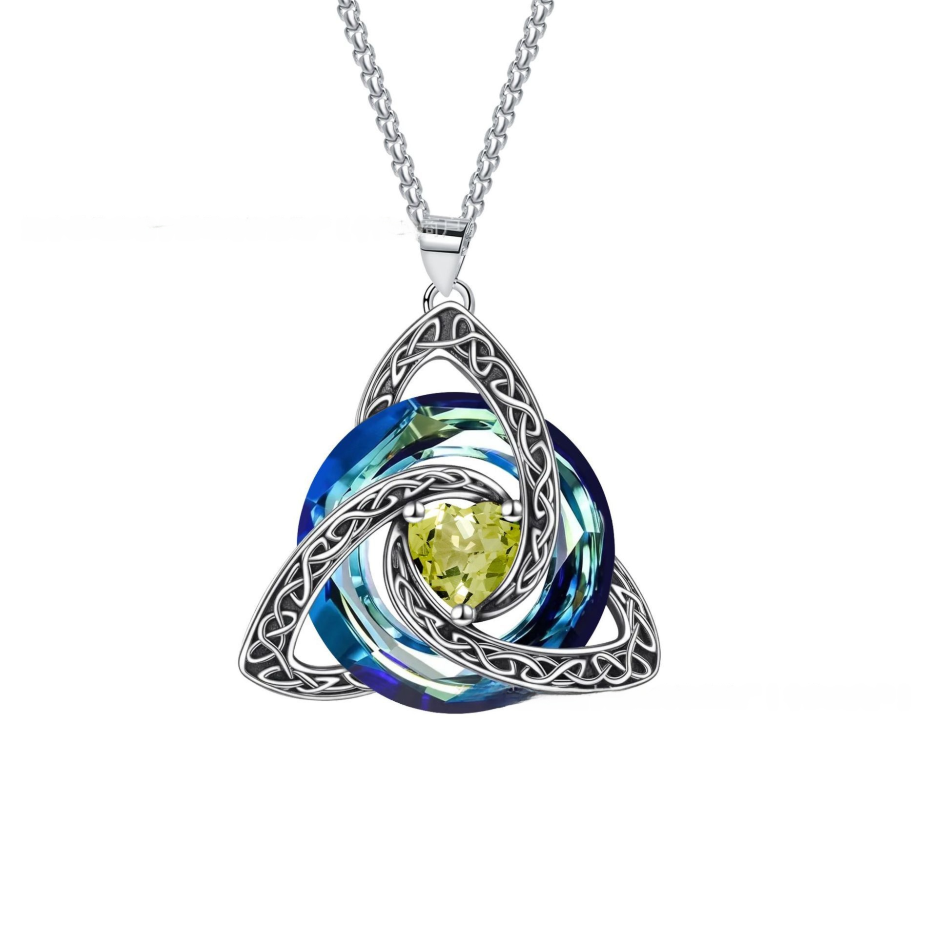Aug Celtic Knot Heart Shaped Birthstone Necklace for Women - 12 Birth Month
