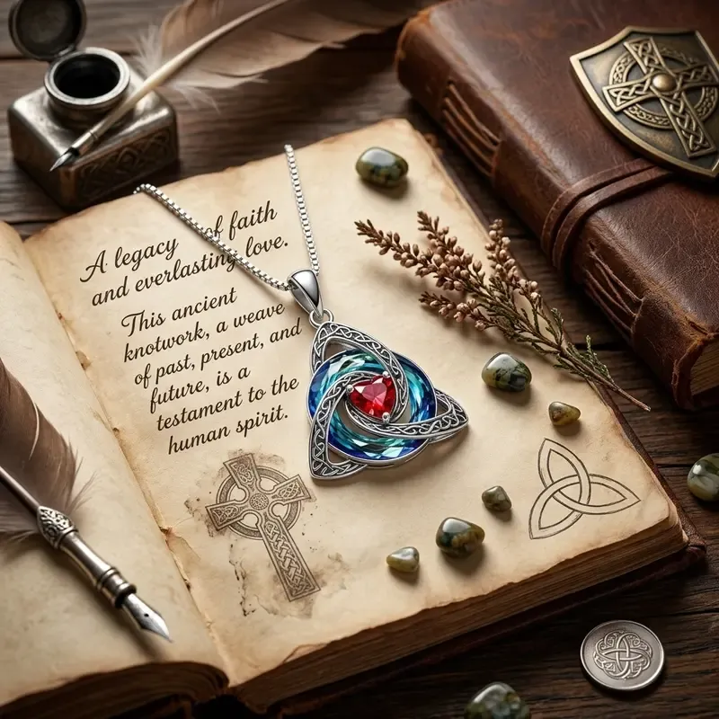 Jul Celtic Knot Heart Shaped Birthstone Necklace for Women - 12 Birth Month view 4