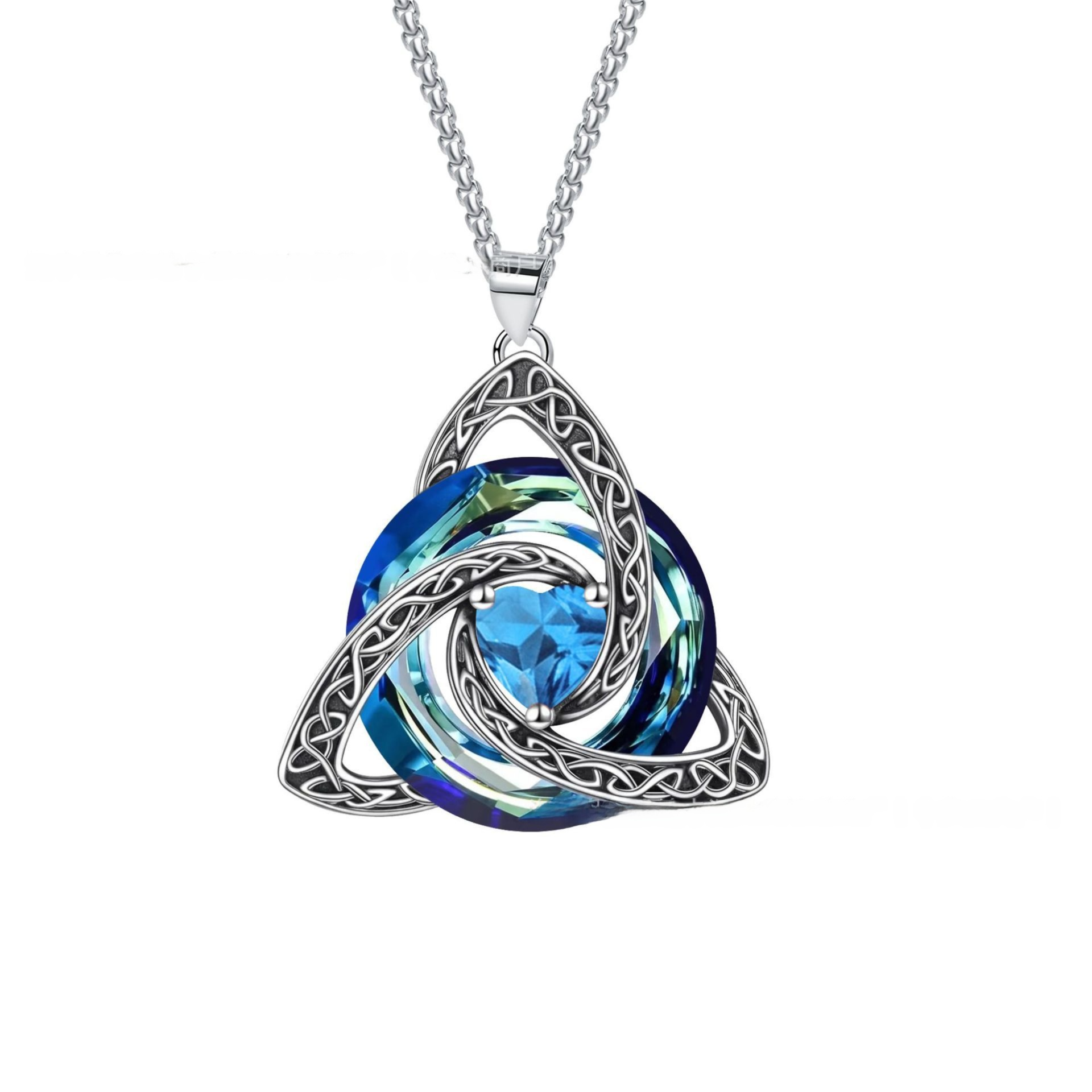 Mar Celtic Knot Heart Shaped Birthstone Necklace for Women - 12 Birth Month