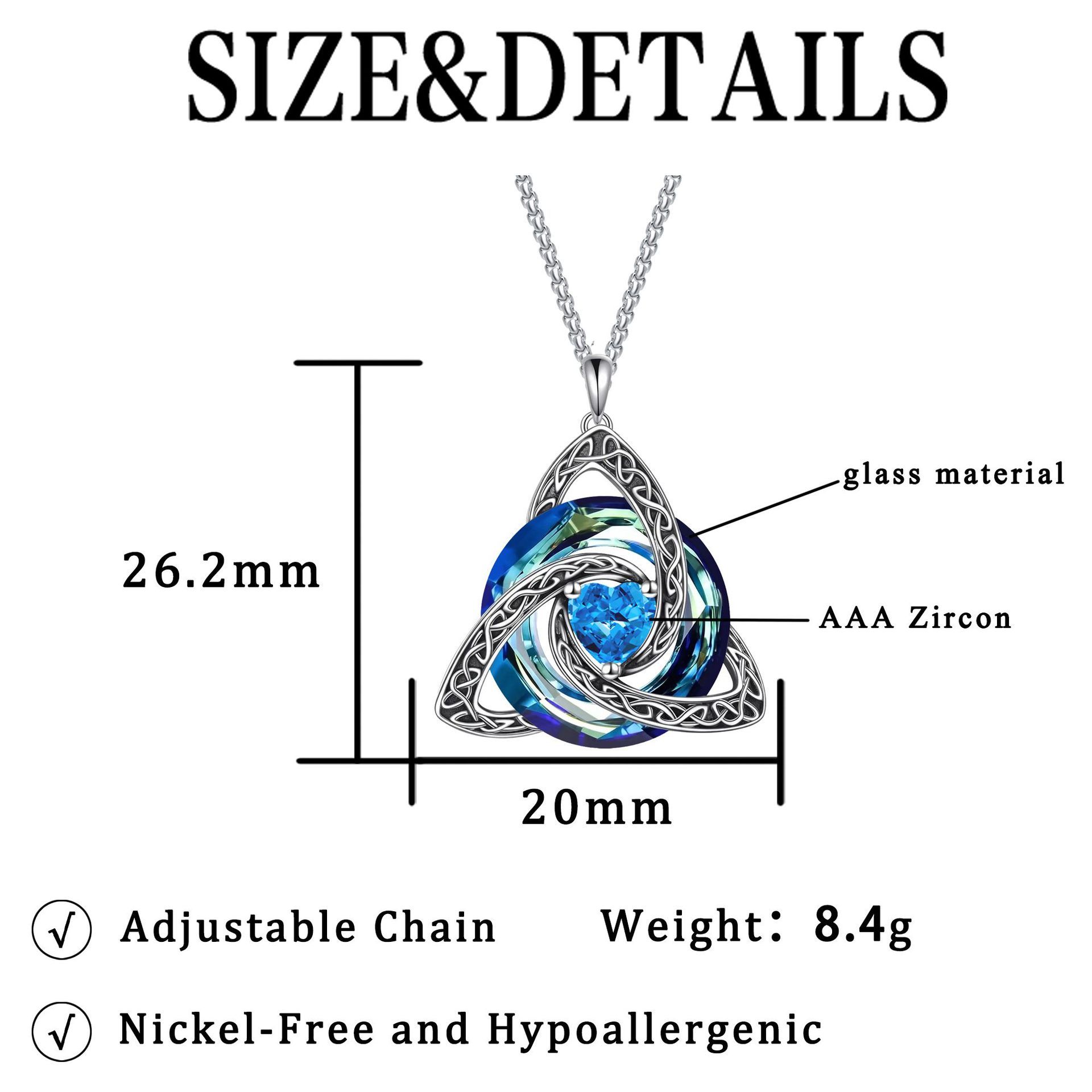 Mar Celtic Knot Heart Shaped Birthstone Necklace for Women - 12 Birth Month view 3