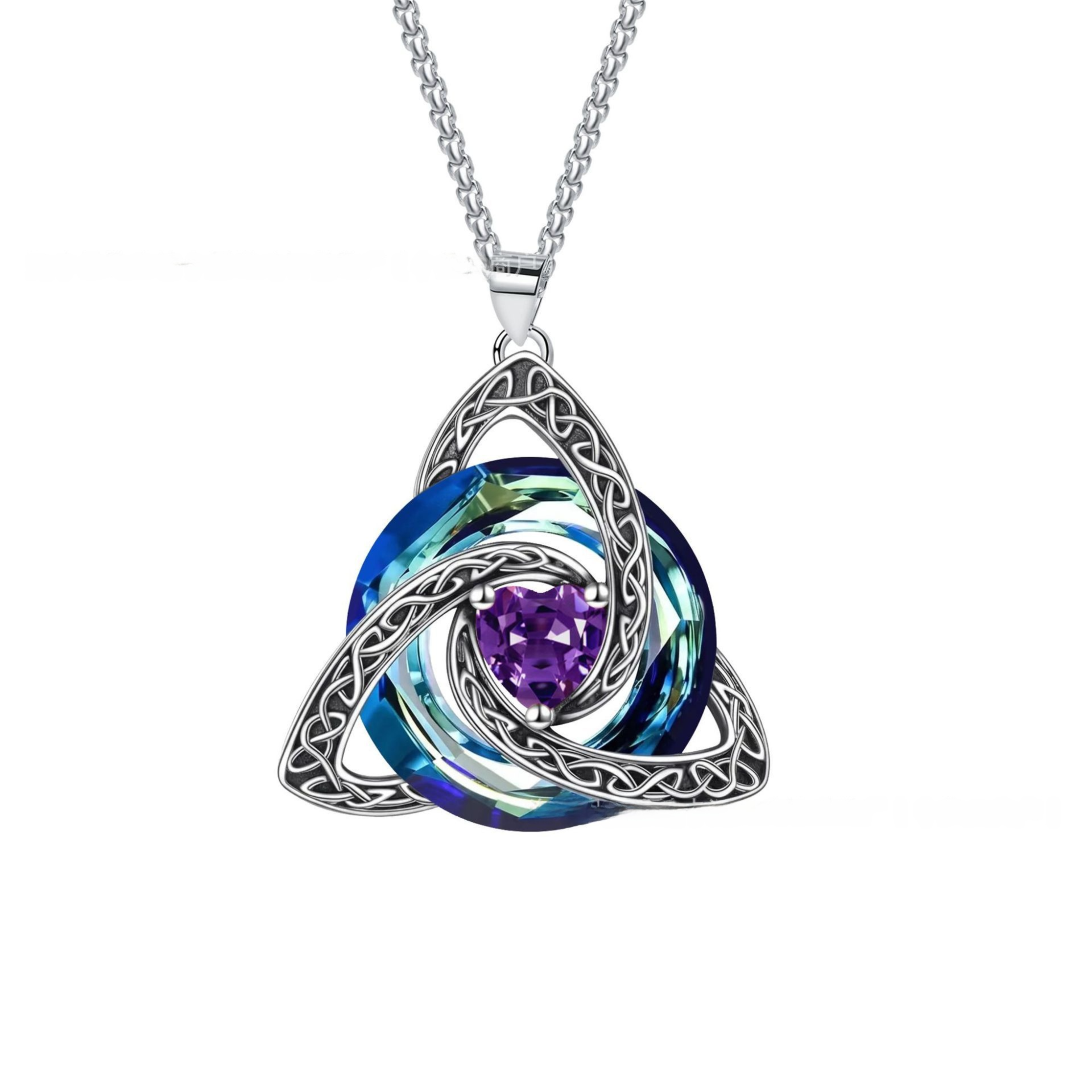Feb Celtic Knot Heart Shaped Birthstone Necklace for Women - 12 Birth Month