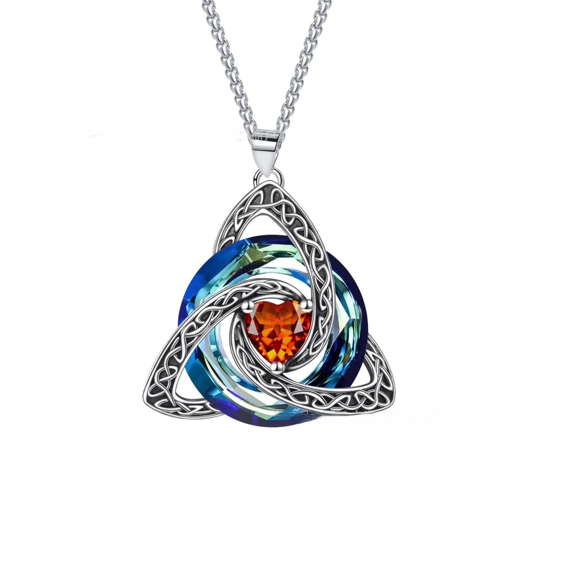 Jan Celtic Knot Heart Shaped Birthstone Necklace for Women - 12 Birth Month