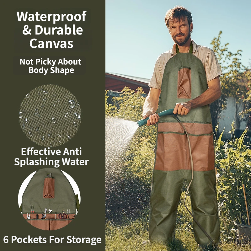 46inch Garden Split Leg Chaps Apron with 6 Brown Pockets and Buckle Closure view 3