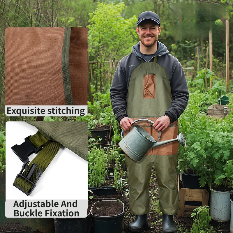 46inch Garden Split Leg Chaps Apron with 6 Brown Pockets and Buckle Closure view 4