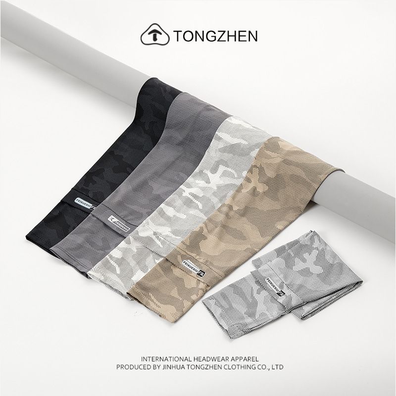 3 Pieces Camo Khaki Outdoor Sun Protection Set — Unisex Open Top Visor Hat view 4