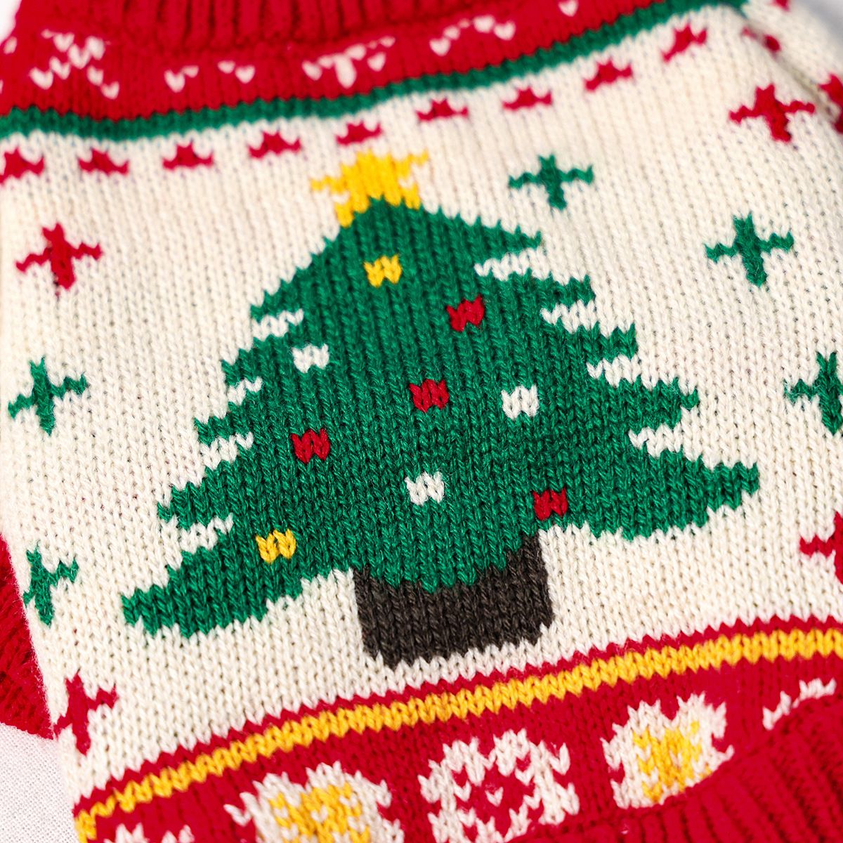 Red and Green L Size Christmas tree pattern Christmas Pet Knitted Dress view 5