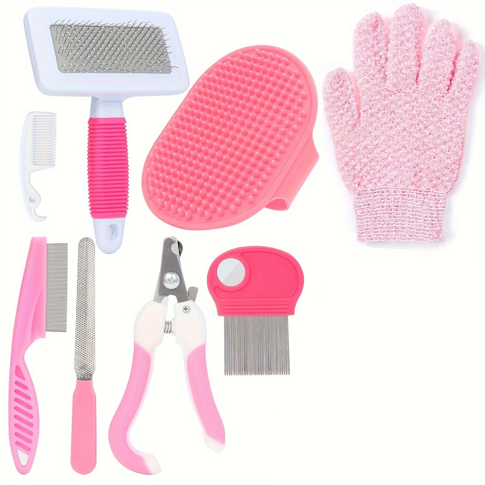 Pink 8-Piece Pet Grooming Kit - Nail Clippers