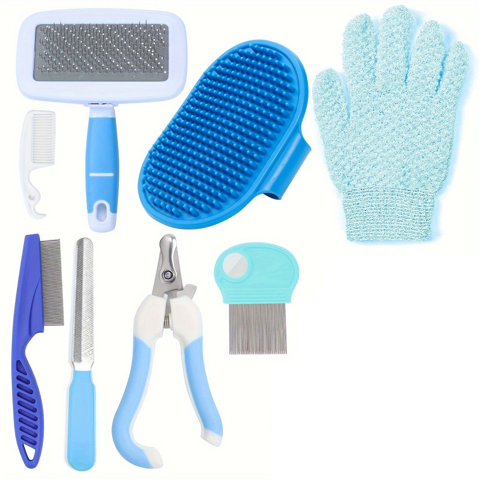 Blue 8-Piece Pet Grooming Kit - Nail Clippers