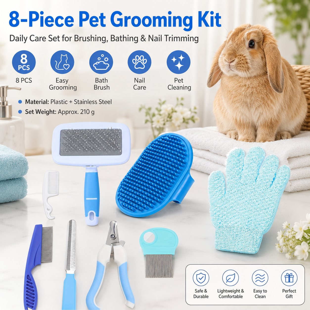 Blue 8-Piece Pet Grooming Kit - Nail Clippers view 2