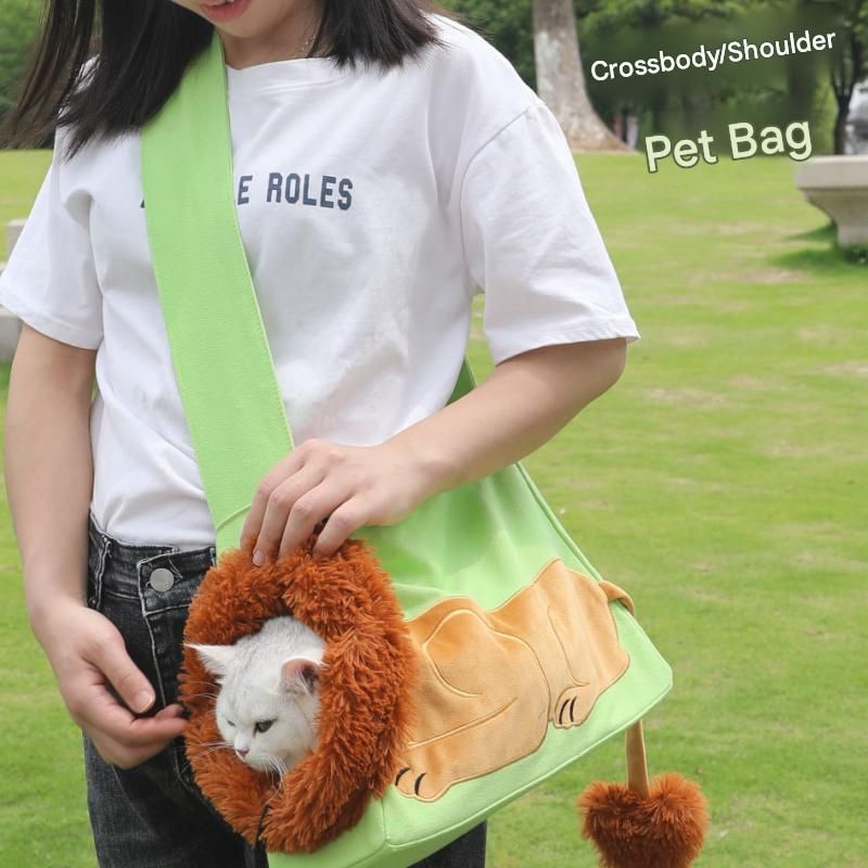 Lion Style Canvas Pet Carrier Green Bag（big size 45*12.5*29cm） - Adjustable view 5