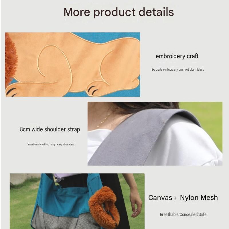Lion Style Canvas Pet Carrier Green Bag（big size 45*12.5*29cm） - Adjustable view 10