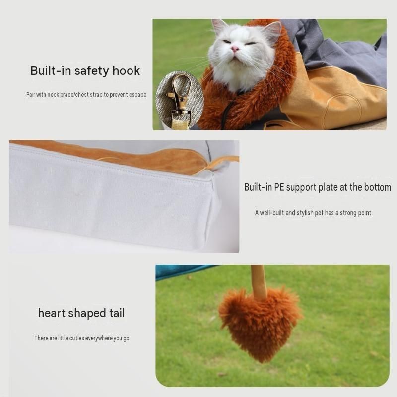 Lion Style Canvas Pet Carrier Green Bag（big size 45*12.5*29cm） - Adjustable view 11