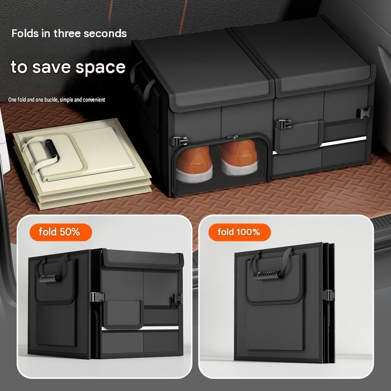 White Car Boot Organiser - Foldable Waterproof Large Capacity Trunk Storage Box view 4