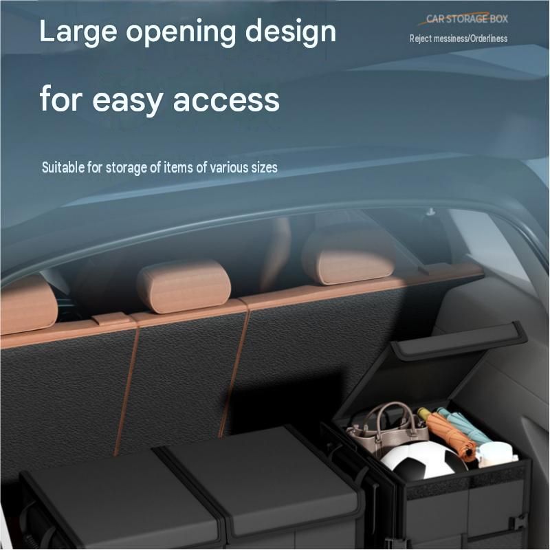 White Car Boot Organiser - Foldable Waterproof Large Capacity Trunk Storage Box view 6
