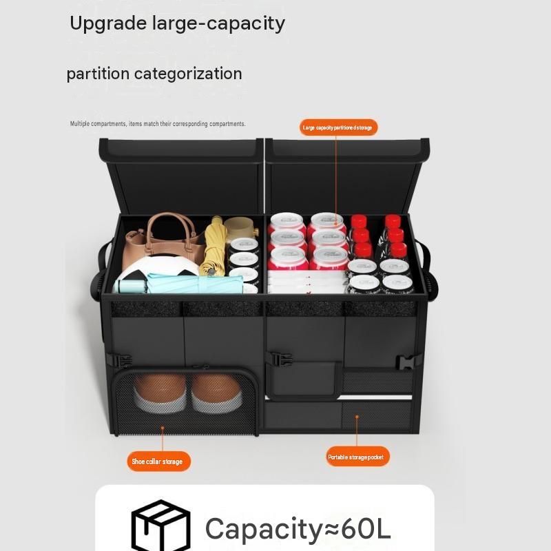 Black Car Boot Organiser - Foldable Waterproof Large Capacity Trunk Storage Box view 10