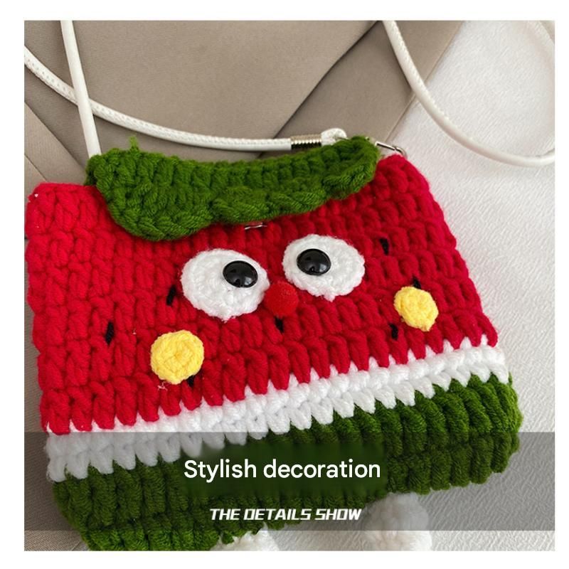 Apples Knitted Crossbody Bag - Handmade Crochet Mini Purse with Adjustable Strap view 5
