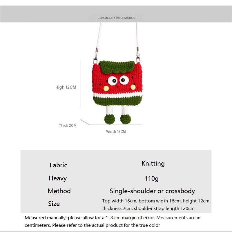 Apples Knitted Crossbody Bag - Handmade Crochet Mini Purse with Adjustable Strap view 6