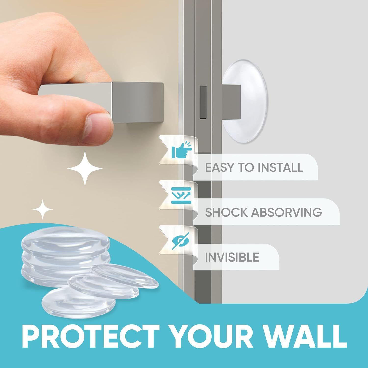 Transparent Door Handle Bumper - 10 Pcs 30mm PVC Self-Adhesive Wall Protector view 3