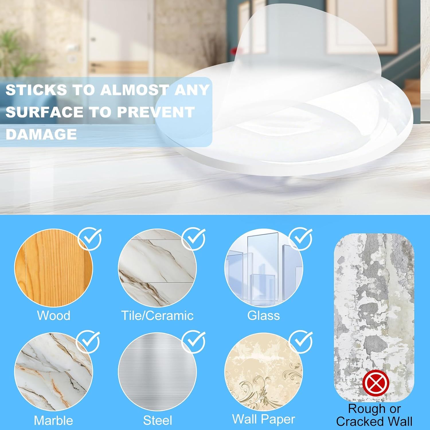 Transparent Door Handle Bumper - 12 Pcs 30mm PVC Self-Adhesive Wall Protector view 6