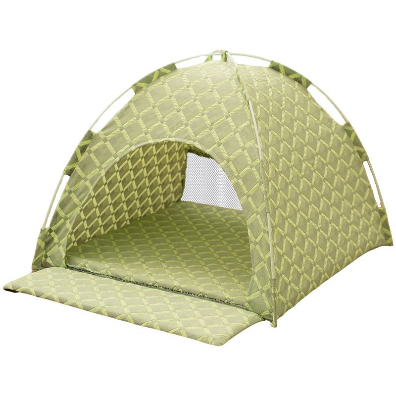 Green 48x42x40cm Summer Pet Cooling Tent Bed - Semi Enclosed Cat Dog House