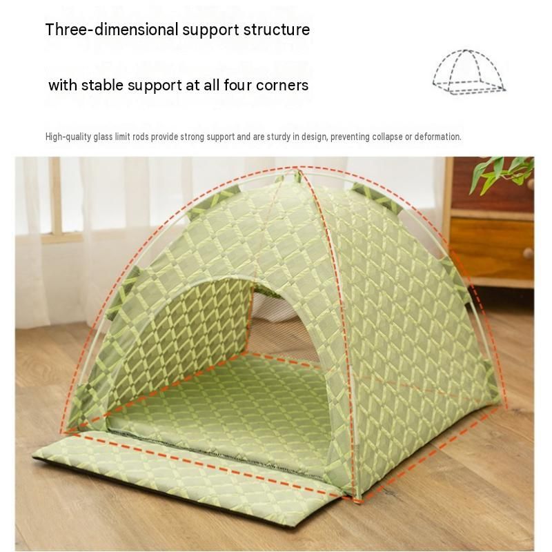 Green 48x42x40cm Summer Pet Cooling Tent Bed - Semi Enclosed Cat Dog House view 6