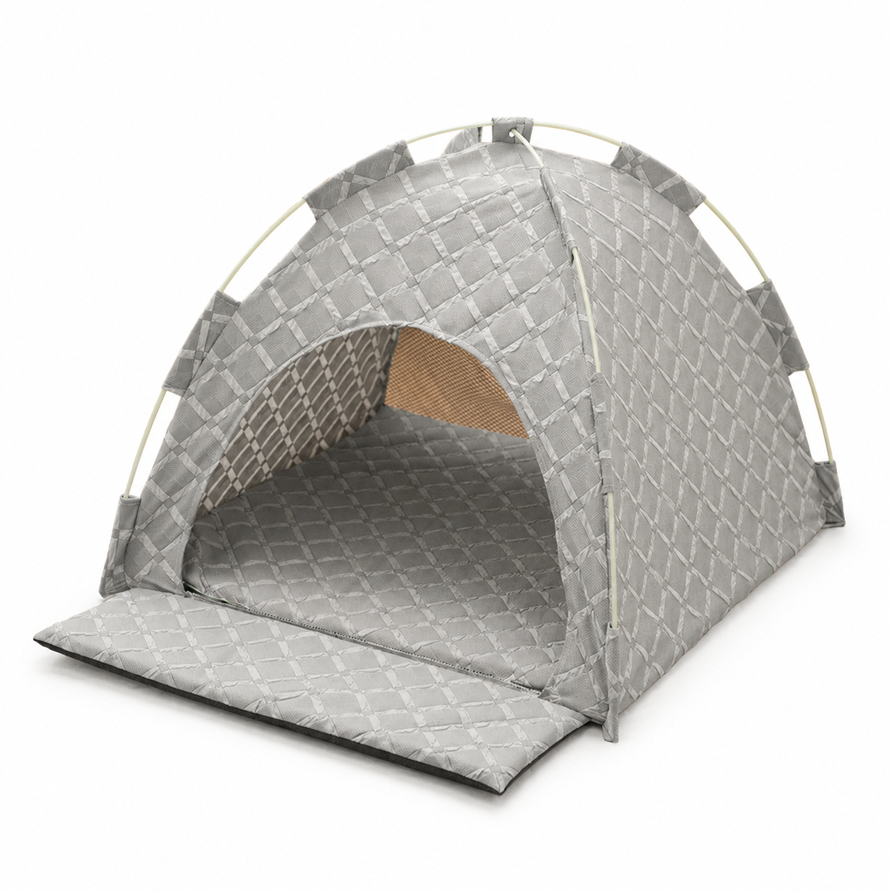Grey 48x42x40cm Summer Pet Cooling Tent Bed - Semi Enclosed Cat Dog House with