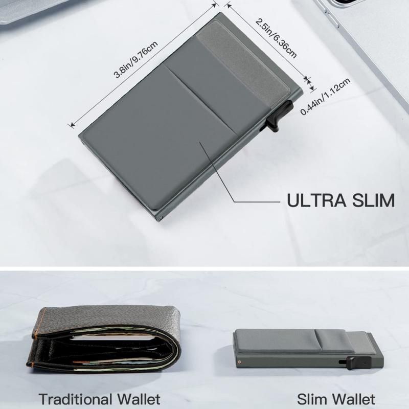 Black RFID Blocking Aluminum Wallet - Slim Pop Up Card Holder - 10+ Card Capacity view 2