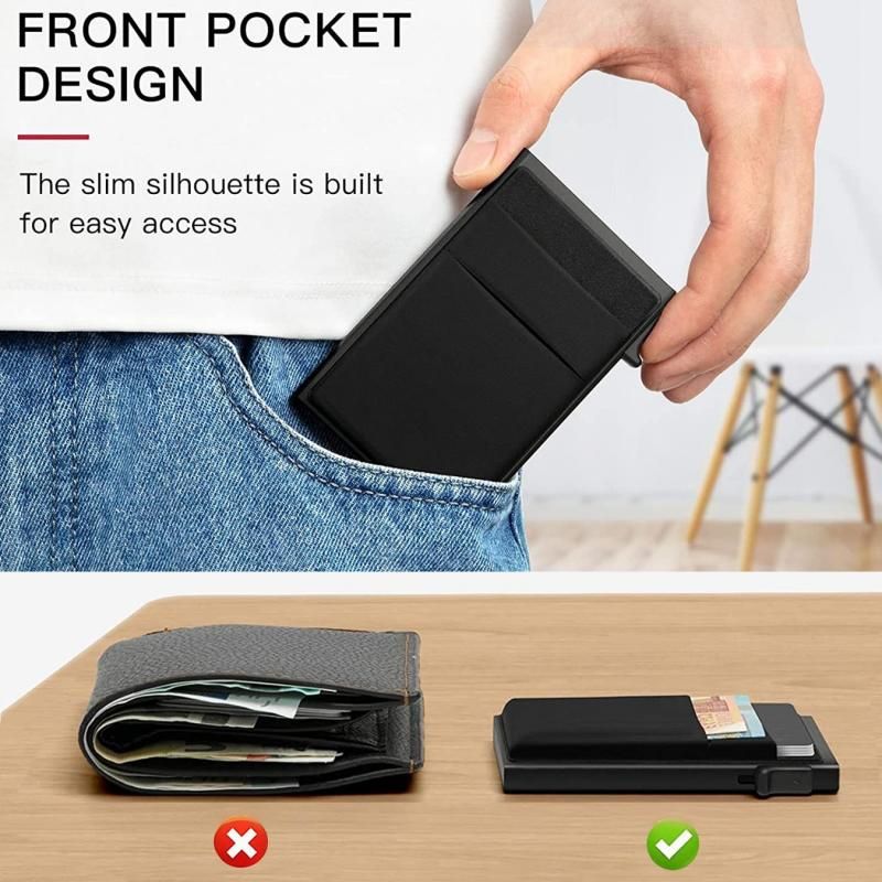 Blue RFID Blocking Aluminum Wallet - Slim Pop Up Card Holder - 10+ Card Capacity view 3