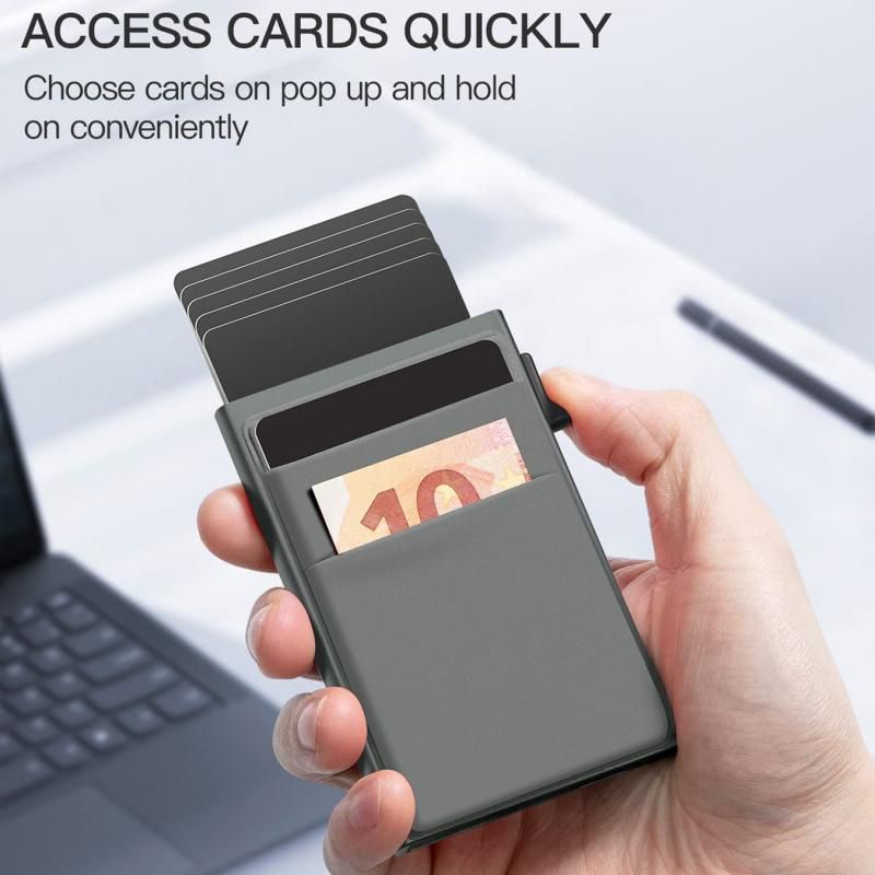 Pink RFID Blocking Aluminum Wallet - Slim Pop Up Card Holder - 10+ Card Capacity view 4