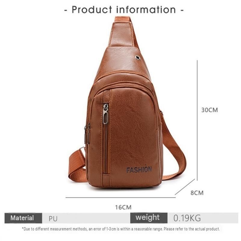 Office Commuter Business Set-Light brown Men's PU Leather Chest Bag and Pink view 3