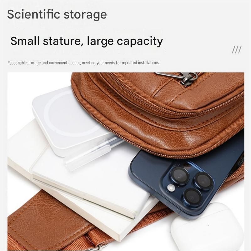 Office Commuter Business Set-Black Men's PU Leather Chest Bag and Pink RFID view 5