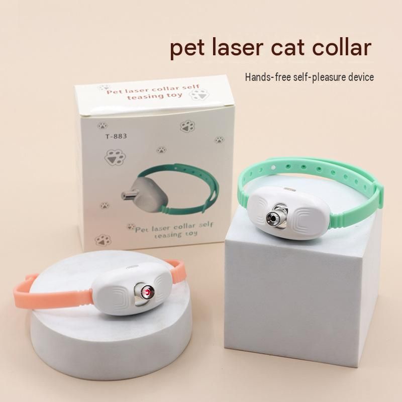 Pink Self-Teasing Laser Cat Collar - USB Rechargeable Pet Toy - Adjustable view 2