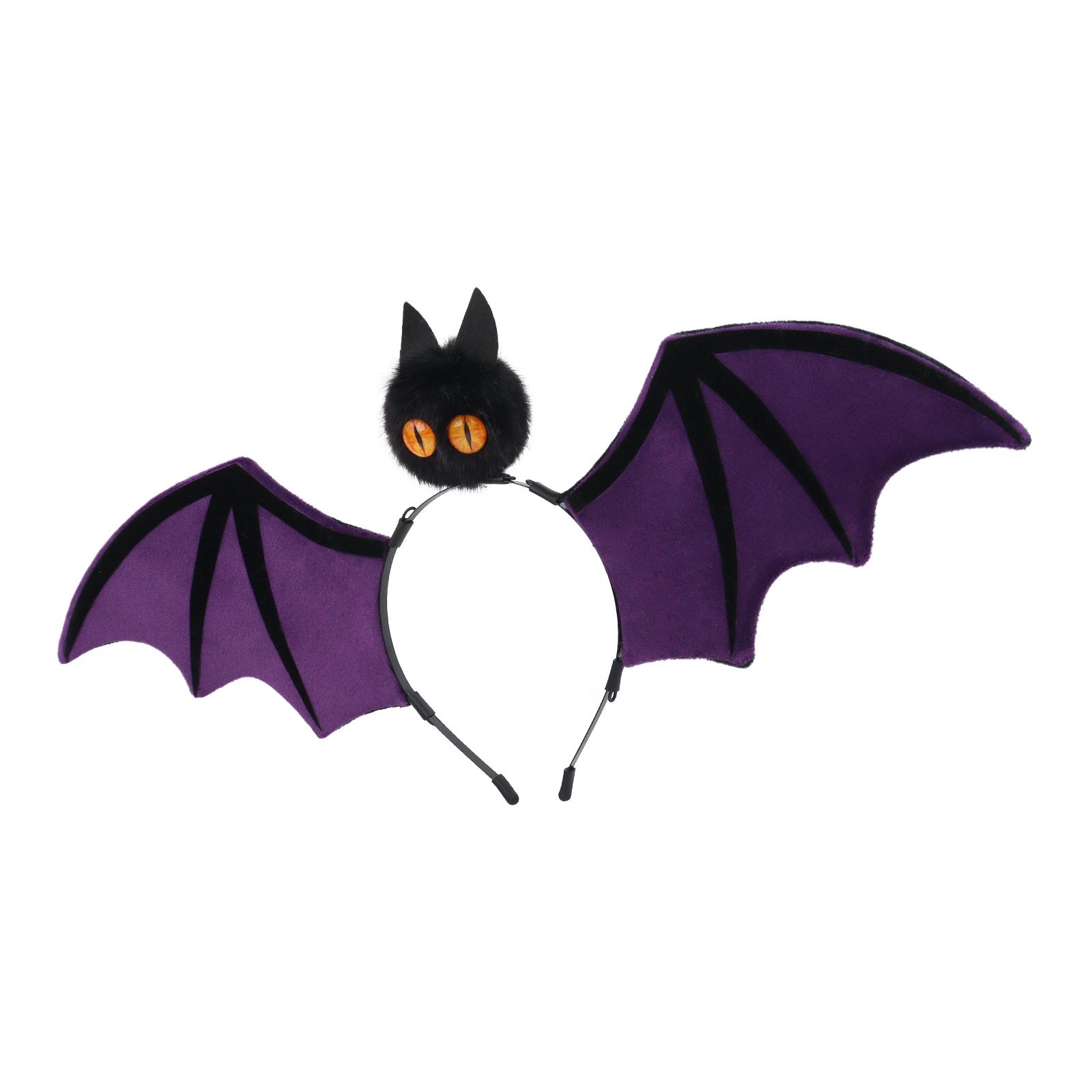 Red Halloween Bat Wing Headband with Furry Ears and Orange Eyes - Velvet view 3