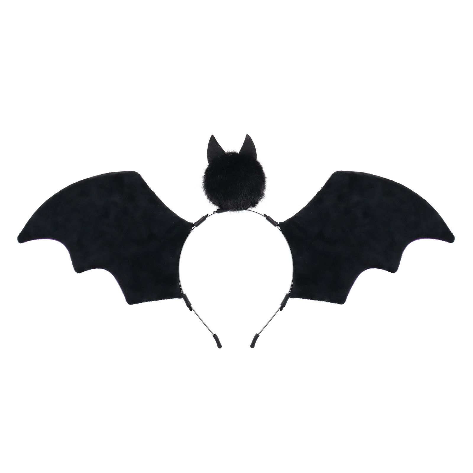 Red Halloween Bat Wing Headband with Furry Ears and Orange Eyes - Velvet view 4