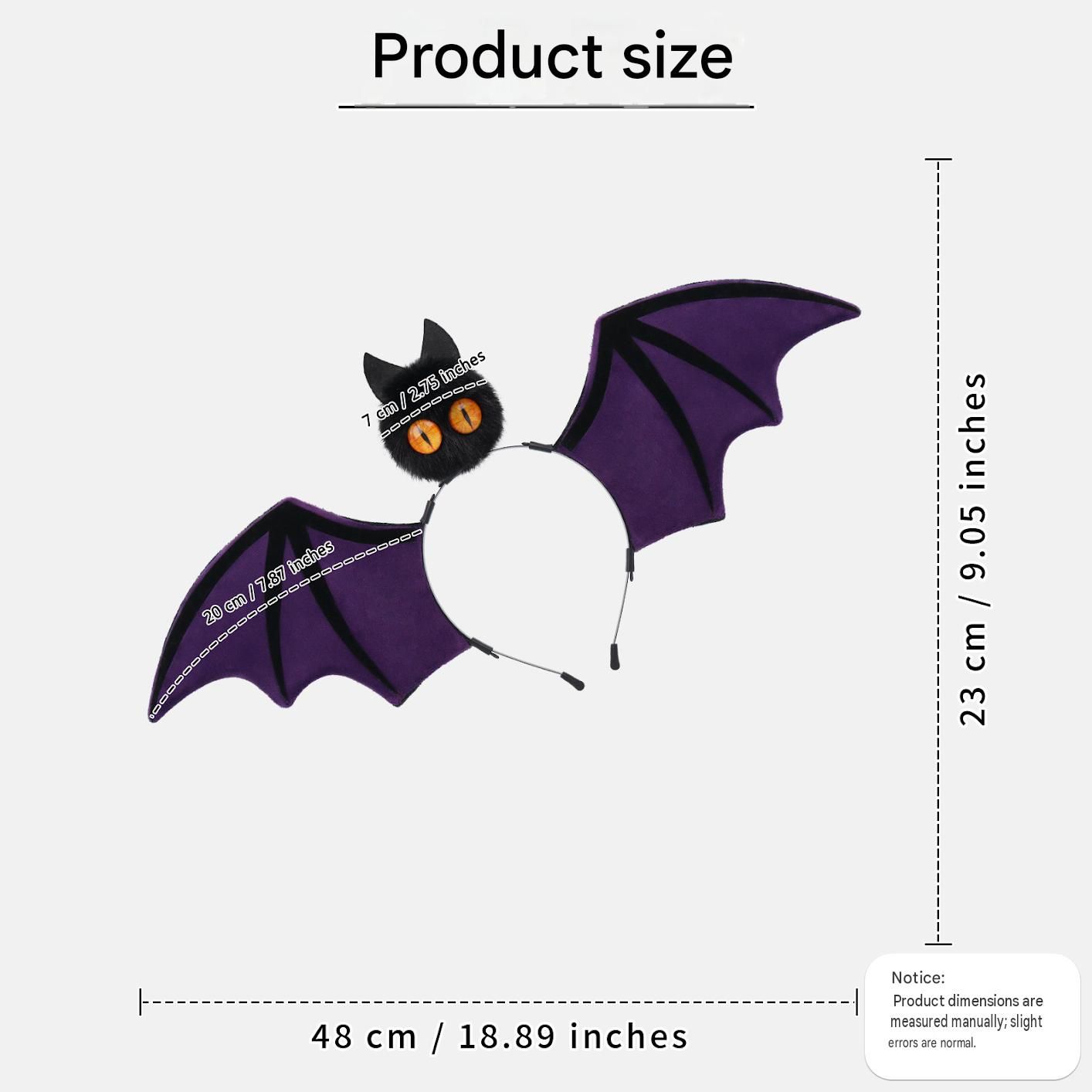 Red Halloween Bat Wing Headband with Furry Ears and Orange Eyes - Velvet view 6