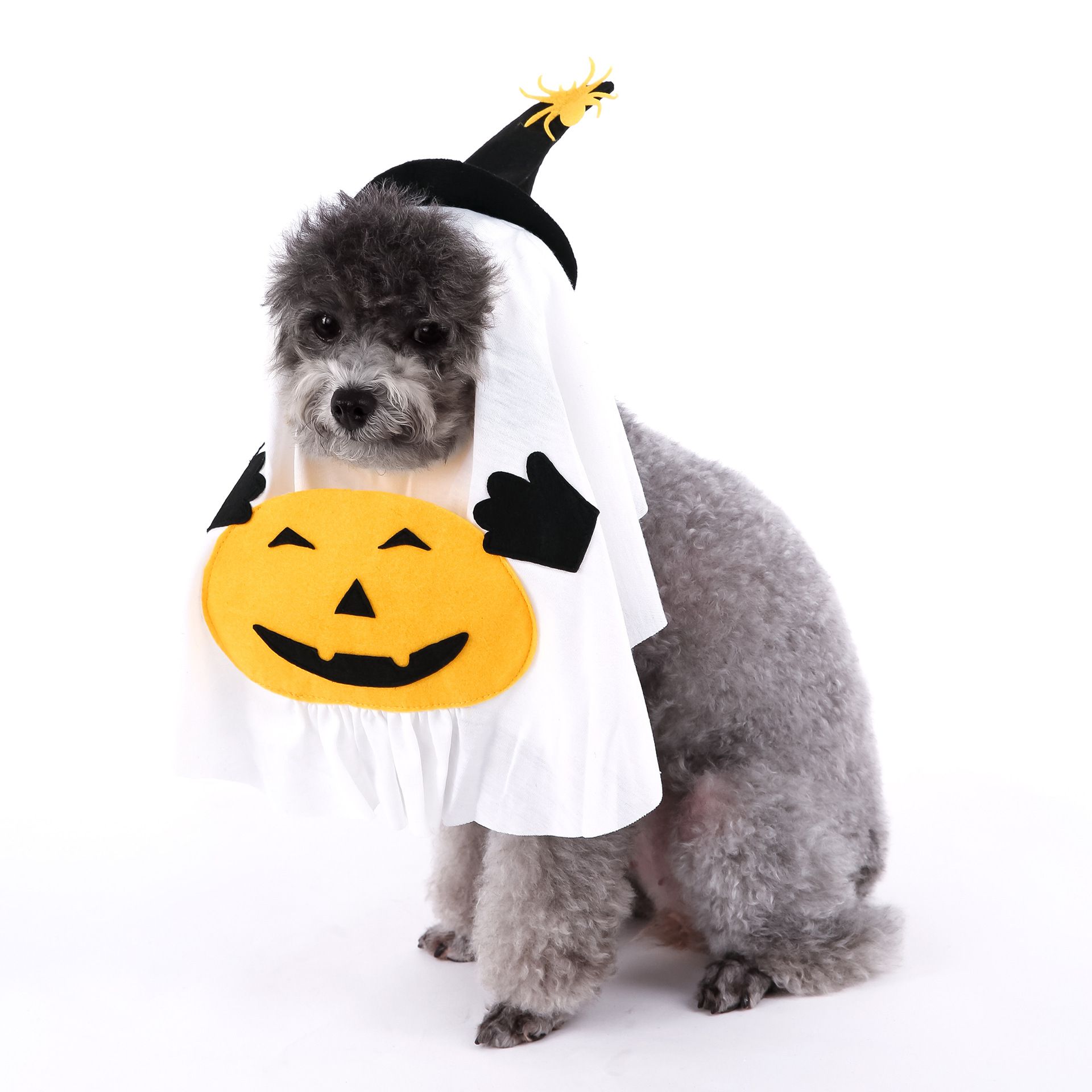 L Size Halloween Pumpkin Ghost Dog Costume - Polyester Pet Fancy Dress with view 4