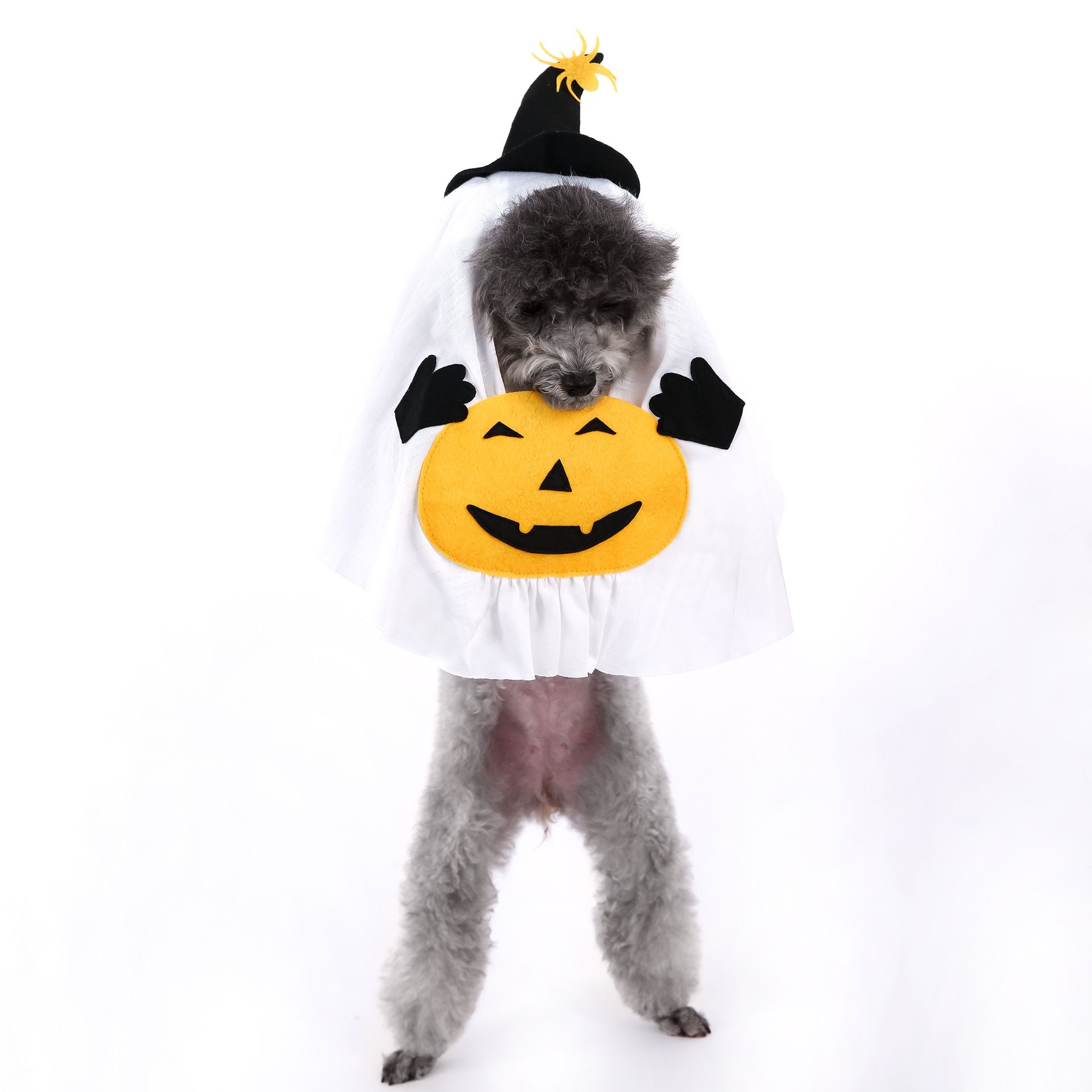 L Size Halloween Pumpkin Ghost Dog Costume - Polyester Pet Fancy Dress with view 5