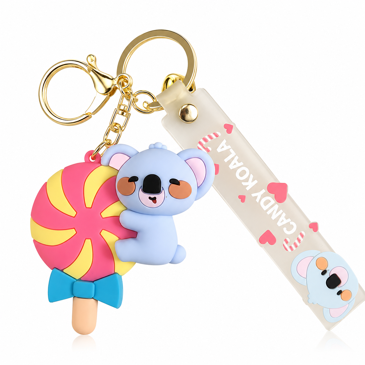 Lollipop Koala PVC Keychain - Cute 3D Cartoon Koala Figure