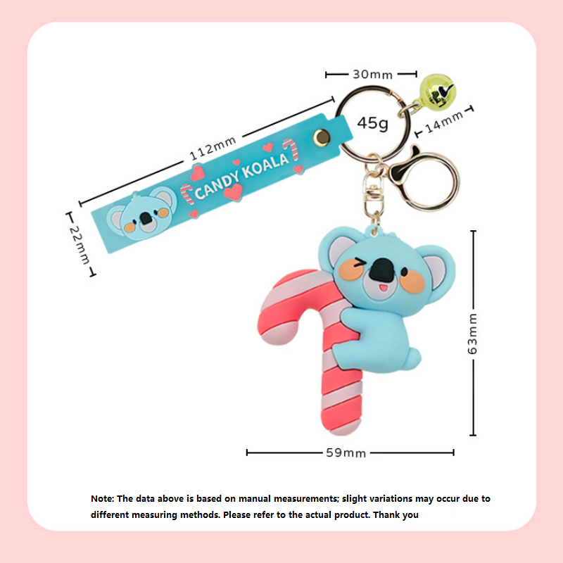 Lollipop Koala PVC Keychain - Cute 3D Cartoon Koala Figure view 3